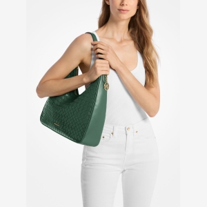 Michael Kors Outlet Nayla Medium Woven Shoulder Bag - MOSS - Image 4