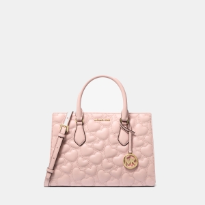 Michael Kors Outlet Sheila Medium Heart Embroidered Satchel - POWDER BLUSH