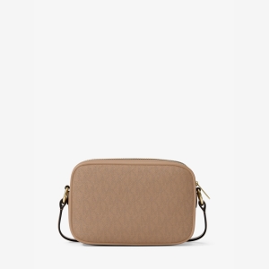 Michael Kors Outlet Jet Set Small Signature Logo Camera Crossbody Bag - CAMEL - Image 6