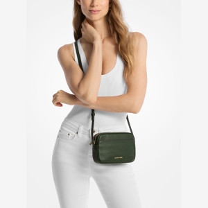 Michael Kors Outlet Jet Set Small Pebbled Leather Camera Crossbody Bag - MOSS - Image 5