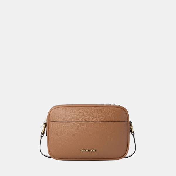 Michael Kors Outlet Jet Set Large Pebbled Leather Camera Crossbody Bag - LUGGAGE