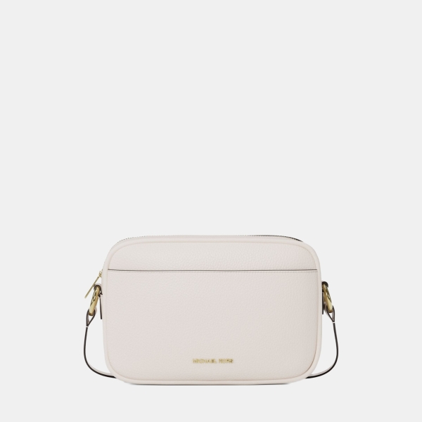 Michael Kors Outlet Jet Set Large Pebbled Leather Camera Crossbody Bag - LT CREAM