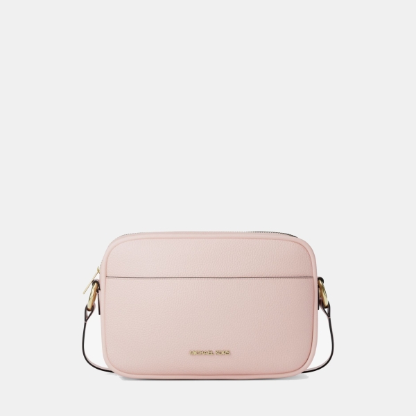 Michael Kors Outlet Jet Set Large Pebbled Leather Camera Crossbody Bag - POWDER BLUSH