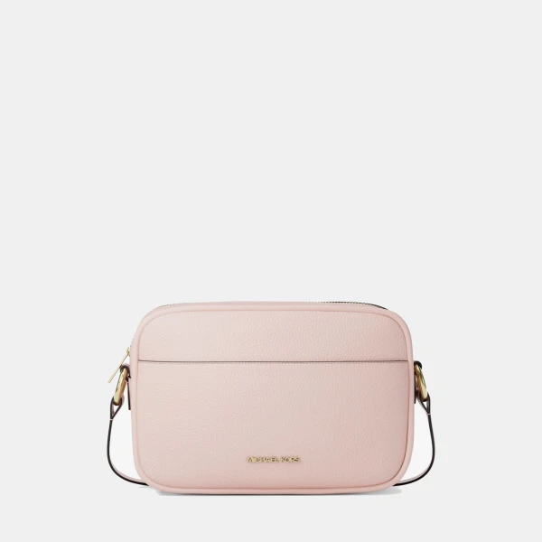 Michael Kors Outlet Jet Set Large Pebbled Leather Camera Crossbody Bag - POWDER BLUSH