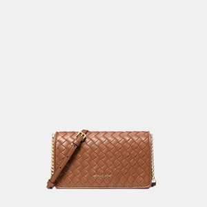 Jet Set Medium Woven Crossbody Bag - LUGGAGE