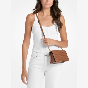 Jet Set Medium Woven Crossbody Bag - LUGGAGE - Image 4