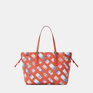 Michael Kors Outlet Voyager Large Printed Signature Logo Tote Bag - DK SANGRIA
