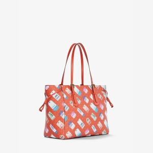 Michael Kors Outlet Voyager Large Printed Signature Logo Tote Bag - DK SANGRIA - Image 6