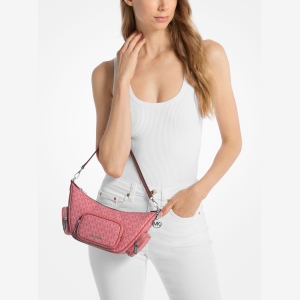 Michael Kors Outlet Merritt Small Signature Logo Convertible Shoulder Bag - HIBISCUS - Image 5