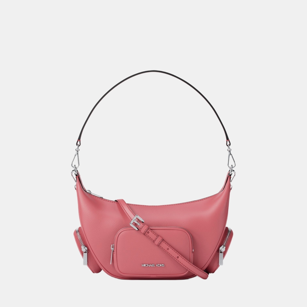 Michael Kors Outlet Merritt Medium Pebbled Leather Convertible Shoulder Bag - HIBISCUS