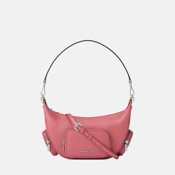 Michael Kors Outlet Merritt Medium Pebbled Leather Convertible Shoulder Bag - HIBISCUS