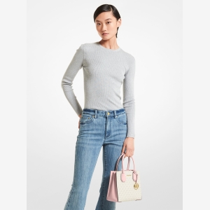 Michael Kors Outlet Mercer Medium Logo and Leather Accordion Crossbody Bag - Image 4