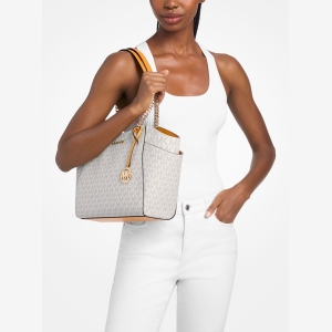 Michael Kors Outlet Jet Set Large Signature Logo Shoulder Bag - RAD ORNGE ML - Image 4