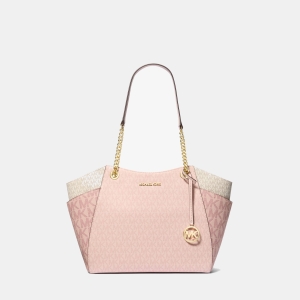Michael Kors Outlet Jet Set Large Color-Block Signature Logo Tote Bag