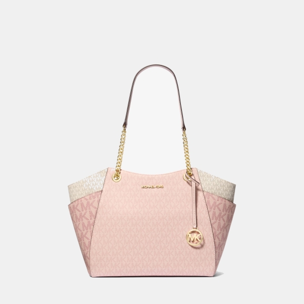 Michael Kors Outlet Jet Set Large Color-Block Signature Logo Tote Bag