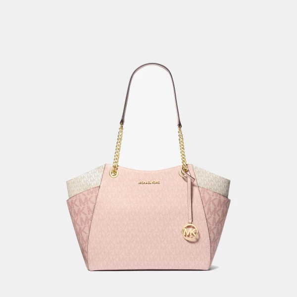 Michael Kors Outlet Jet Set Large Color-Block Signature Logo Tote Bag
