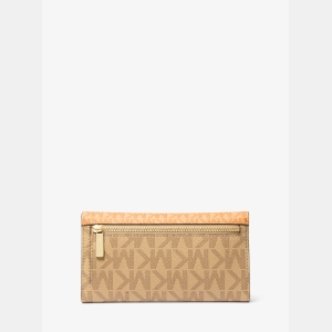 Michael Kors Outlet Jet Set Large Signature Logo Tri-Fold Wallet - HONEYWHEAT MULTI - Image 4