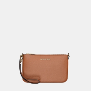 Michael Kors Outlet Jet Set Small Pebbled Leather Convertible Wristlet