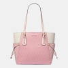Michael Kors Outlet Voyager Large Color-Block Signature Logo Tote Bag - PWD BLSH MLT