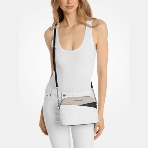 Michael Kors Outlet Jet Set Travel Color-Block Signature Logo Crossbody Bag - OPWHT MULTI - Image 4