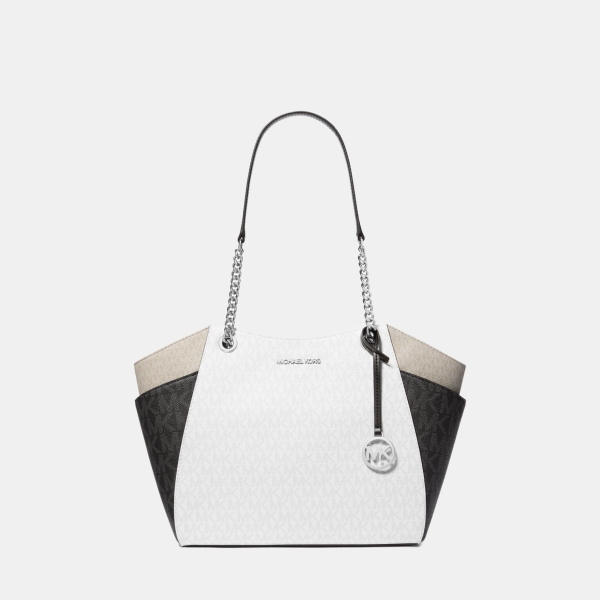Jet Set Large Color-Block Signature Logo Shoulder Bag