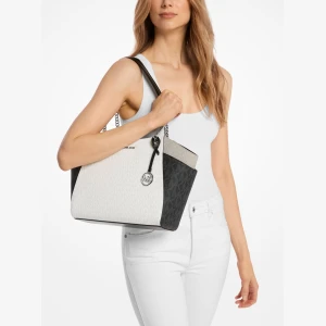 Jet Set Large Color-Block Signature Logo Shoulder Bag - Image 4