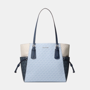 Michael Kors Outlet Voyager Large Color-Block Signature Logo Tote Bag - PL OCN MLTI