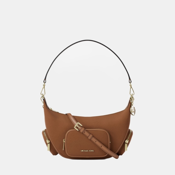 Michael Kors Outlet Merritt Medium Suede Convertible Shoulder Bag - LUGGAGE