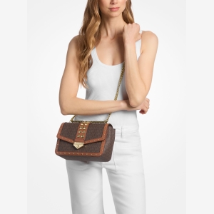Michael Kors Outlet Soho Large Studded Signature Logo Shoulder Bag - Image 4