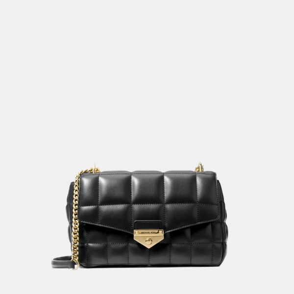 Soho Large Quilted Shoulder Bag - BLACK