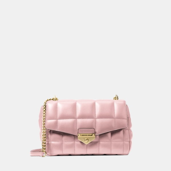 Soho Large Quilted Shoulder Bag - POWDER BLUSH
