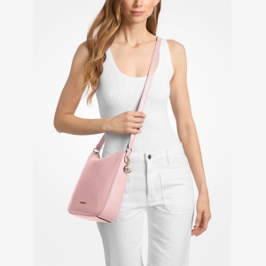 Michael Kors Outlet Nayla Medium Pebbled Leather Messenger Bag - POWDER BLUSH - Image 4