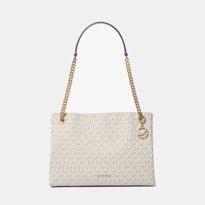 Michael Kors Outlet Christina Medium Signature Logo Messenger Bag - LT CRM MULTI