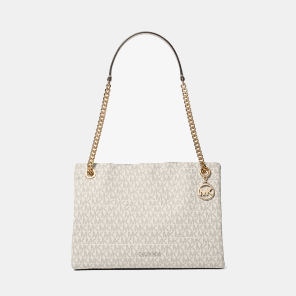 Michael Kors Outlet Christina Medium Signature Logo Messenger Bag - LT CRM MULTI