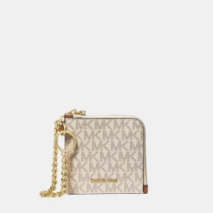 Michael Kors Outlet Jet Set Travel Signature Logo Chain Wallet - VANILLA