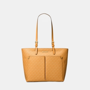 Jet Set Medium Signature Logo Pocket Tote Bag - RADIANT ORANGE