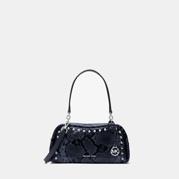 Michael Kors Outlet Cecily Small Studded Snake Embossed Shoulder Bag