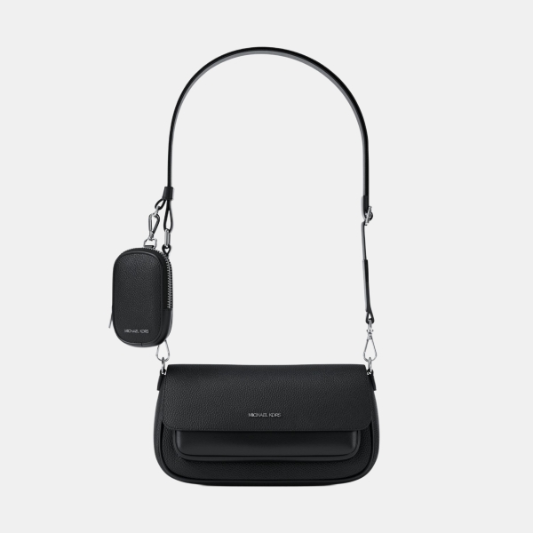 Michael Kors Outlet Jet Set Travel Small Pebbled Leather Crossbody Bag With Pouch - BLACK