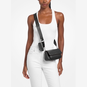 Michael Kors Outlet Jet Set Travel Small Pebbled Leather Crossbody Bag With Pouch - BLACK - Image 5