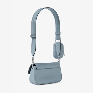 Michael Kors Outlet Jet Set Travel Small Pebbled Leather Crossbody Bag With Pouch - PALE OCEAN - Image 4