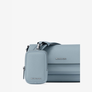 Michael Kors Outlet Jet Set Travel Small Pebbled Leather Crossbody Bag With Pouch - PALE OCEAN - Image 7