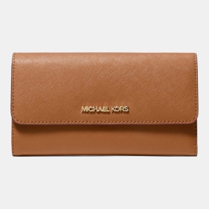 Michael Kors Outlet Jet Set Travel Crossgrain Leather Tri-Fold Wallet