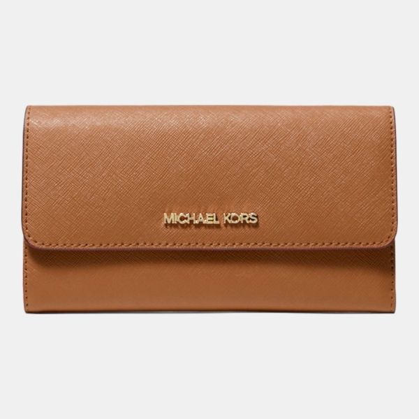 Michael Kors Outlet Jet Set Travel Crossgrain Leather Tri-Fold Wallet