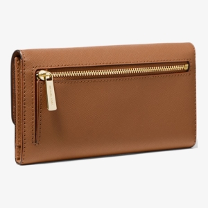 Michael Kors Outlet Jet Set Travel Crossgrain Leather Tri-Fold Wallet - LUGGAGE - Image 4