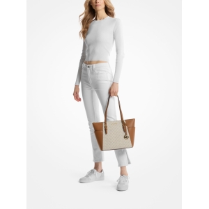 Charlotte Large Logo and Leather Top-Zip Tote Bag - Vanilla - Image 4