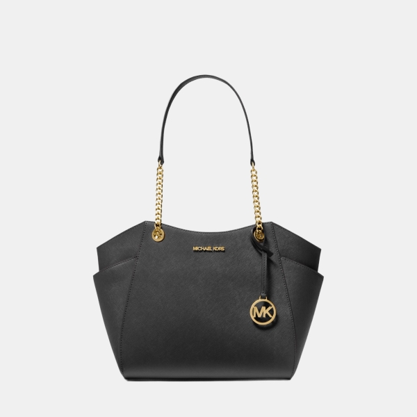 Michael Kors Outlet Jet Set Large Saffiano Leather Shoulder Bag - BLACK