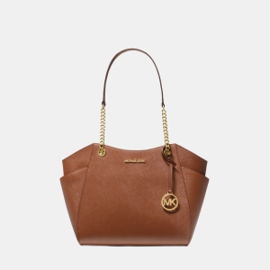 Michael Kors Outlet Jet Set Large Saffiano Leather Shoulder Bag - LUGGAGE