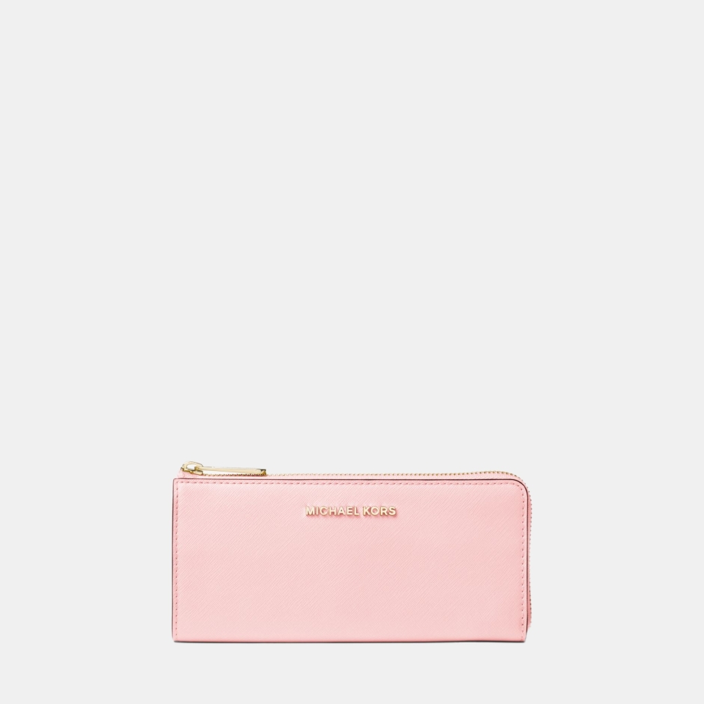 Michael Kors Outlet Jet Set Travel Large Saffiano Leather Quarter-Zip Wallet
