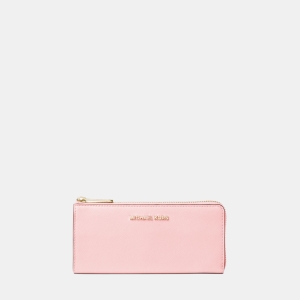 Michael Kors Outlet Jet Set Travel Large Saffiano Leather Quarter-Zip Wallet