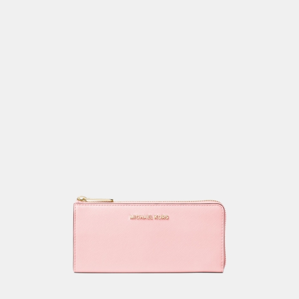 Michael Kors Outlet Jet Set Travel Large Saffiano Leather Quarter-Zip Wallet